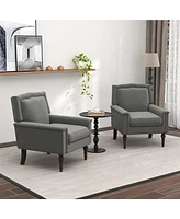Costway 1 Pcs Mid-century Modern Armchair with Thick Cushion & Rubber Wood Legs for Living Room