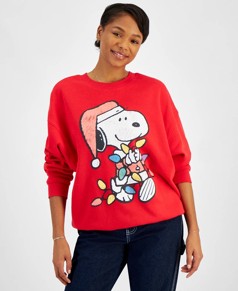 Grayson Threads, The Label Juniors' Snoopy Holiday Lights Sweatshirt