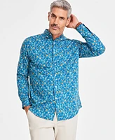 Club Room Men's Floral Poplin Long-Sleeve Button-Down Shirt, Created for Macy's