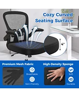 Costway Ergonomic Office Chair with Flip-Up Armrests Rocking Backrest Computer Desk Chair