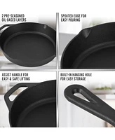 Zulay Kitchen Pre-Seasoned Cast Iron Skillet 12 Inch - Heavy Duty Seasoned Iron Cast Skillet For Indoor & Outdoor Cooking