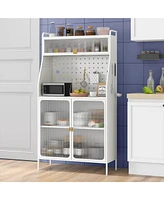 Costway 5-tier Metal Kitchen Bakers Rack with Pegboard 8 Hooks 5-position Adjustable Shelf