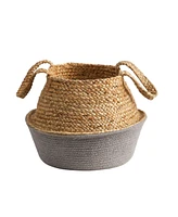 Slickblue 14" Boho Chic Handmade Cotton & Jute Woven Basket