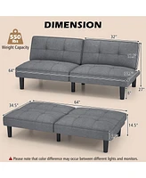 Costway Convertible Folding Futon Sofa Bed with 6-Position Adjustable Backrest Cushion