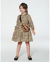 Deux par Toddler Girls Long Sleeve Viscose Dress With Frill Printed Leopard - Toddler|Child