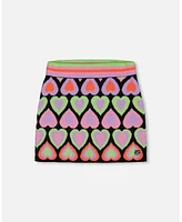 Deux par Big Girls Jacquard Hearts Skirt Multicolor