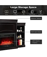 Gymax 70'' Fireplace Tv Stand Media W/ 28.5'' 750W/1500W Electric Brown