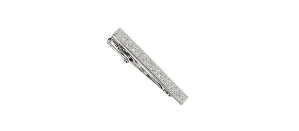 Linkup Silver Tone Tie Bar with Triangle Pattern