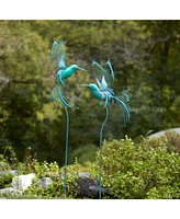 Slickblue Set of 2 Hummingbird Garden Stakes – Elegant Accents for Outdoor Spaces