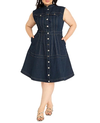 Eloquii Plus Fit & Flare Denim Dress