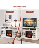 Gymax 48'' Tv Stand Console Cabinet w/ Fireplace Entertainment Center For Living Room Natural
