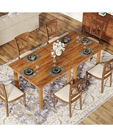 Tribesigns Wood Dining Table Farmhouse Kitchen for Room Living Room, 2-4 Person Square Dinner Tables with Wooden Legs O