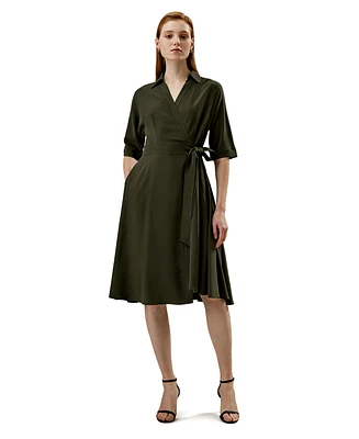 Lilysilk Women's Front Tie Wrap Silk Dress