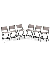 Costway Set of 6 Outdoor Bar Chair Folding Bar Height Stool with Metal Frame