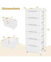 Costway Pcs -Drawer Plastic Rolling Storage Cart with 4 Universal Wheels Dresser Cabinet