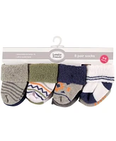 Luvable Friends Infant Boy Grow with Me Cotton Terry Socks, Aztec, 0-6 and 6-12 Months