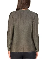 24seven Comfort Apparel Women's Cowl Neck Long Sleeve Shimmery Fabric Top