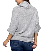 24seven Comfort Apparel Women's Cowl Neck Dolman Sleeve Sweater Top