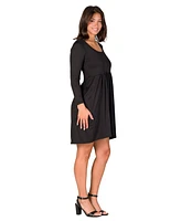 24seven Comfort Apparel Women's Long Sleeve Babydoll Knee Length Dress