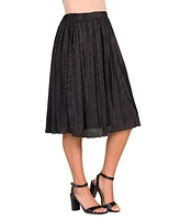 24seven Comfort Apparel Women's Elegant Pleated Elastic Waist Party Midi Skirt