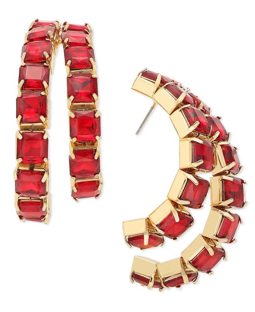 I.n.c. International Concepts Square Stone Double-Row Open Hoop Earrings, Created for Macy's