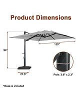 Boyel Living 10 ft. 360 B0; Rotation Square Cantilever Patio Umbrella with Base and Led Light