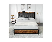 gaomon Bed Frame, Storage Headboard with Charging Station, Platform Metal Frame 4 Drawers, No Box Spring Needed, Noise Free, Easy Ass