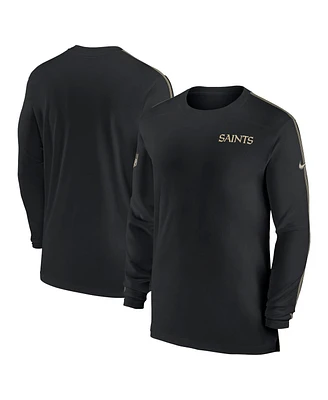 Nike Men's Black New Orleans Saints Sideline Coach Uv Performance Long Sleeve T-Shirt