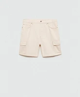 Mango Men's Denim Cotton Cargo Shorts