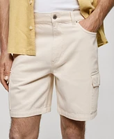 Mango Men's Denim Cotton Cargo Shorts