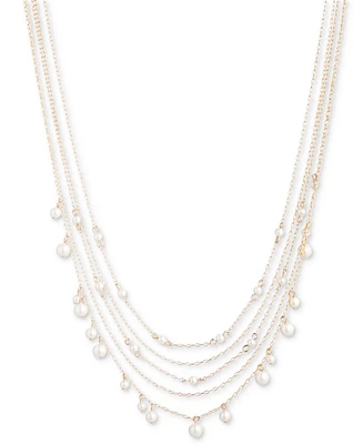 Emily in Paris Gold-Tone Imitation Pearl Layered Strand Necklace, 16" + 3" extender