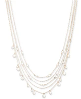 Emily in Paris Gold-Tone Imitation Pearl Layered Strand Necklace, 16" + 3" extender