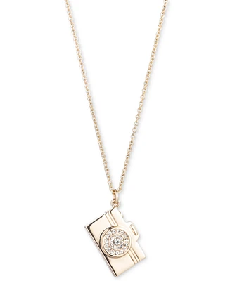 Emily in Paris Gold-plated Pave Camera Pendant Necklace, 16" + 3" extender