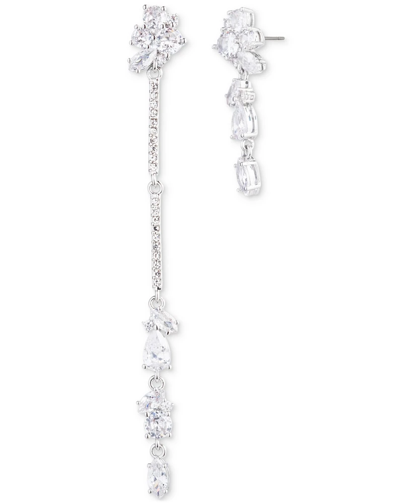 Emily in Paris Silver-Tone Pave & Crystal Mismatch Drop Earrings