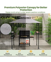 Skonyon 8 x 5 Ft Outdoor Grill Gazebo with 2 Side Shelves and 20 Hooks