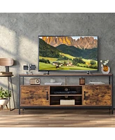 Gymax Industrial Tv Stand for TVs up to 65'' Media Center w/ Cabinets & Adjustable Shelf