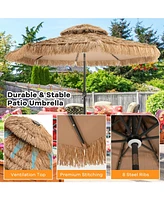 Givimo 10 Feet Hawaiian Style Solar Lighted Thatched Tiki Patio Umbrella
