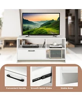 Gymax Tv Stand Modern Media Console Table w/ Drawer & 3 Compartments for TVs up to 50''