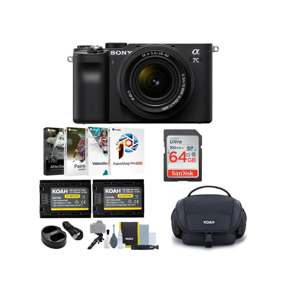 Sony Alpha a7C Mirrorless Camera with Fe 28-60mm Lens (Black) Essentials Bundle