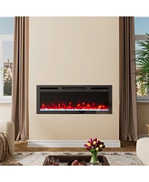 Boyel Living 29.3 in. Wall Mounted Recessed Electric Fireplace Black with Multi-Color Flame