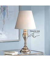 Regency Hill Thom Traditional Candlestick Accent Table Lamp 19 1/4" High Brass Gold Metal White Bell Shade Touch On Off for Living Room Bedroom House