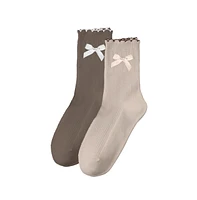 Stems Women's Honey Knit Bow Socks Pack of Two