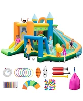 Costway Inflatable Water Slide Kids Blow up Pool Park Climbing Wall without Blower