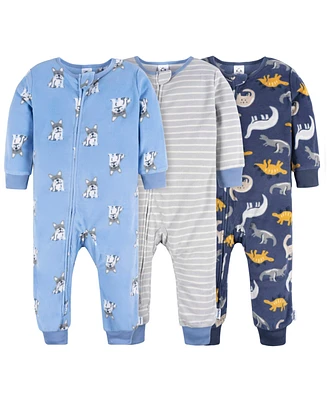 Gerber Baby Boys Baby Footless Fleece Pajamas, 3-Pack