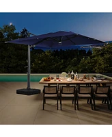 Boyel Living 10 ft 360° Rotation Square Cantilever Patio Umbrella with BaseandLED Light