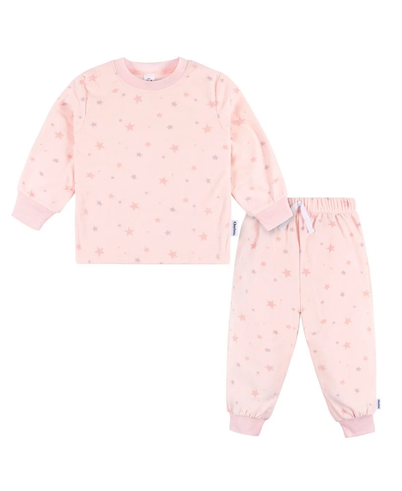 Gerber Baby Girls Long Sleeve Top and Pant Fleece Pajamas, 2-piece