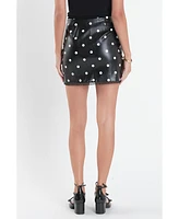 English Factory Women's Polka Dot Pu Mini Skirt