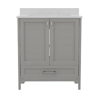 Argos Single Sink Bathroom Vanity With Undermount Basin, Soft-Close Cabinet, Easy-Glide Drawer, And Carrara Marble Finish Countertop