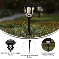 All-Weather Tulip Design Led Solar Lights, Outdoor Powered Lights For Pathway, Garden, & Yard - Set Of 8