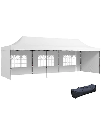 Outsunny 9.5' x 28' Pop Up Canopy Tent, with Carry Bag, Height Adjustable